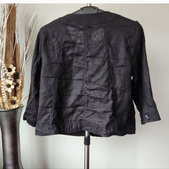 Marvin Rechards 💯 Linin Women's Cropped Black Blazer. Size L - Picture 4 of 11